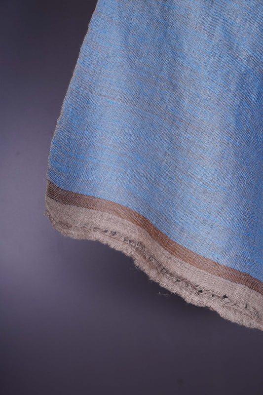 Reversible Dark Beige & Sky Blue Cashmere Pashmina Shawl