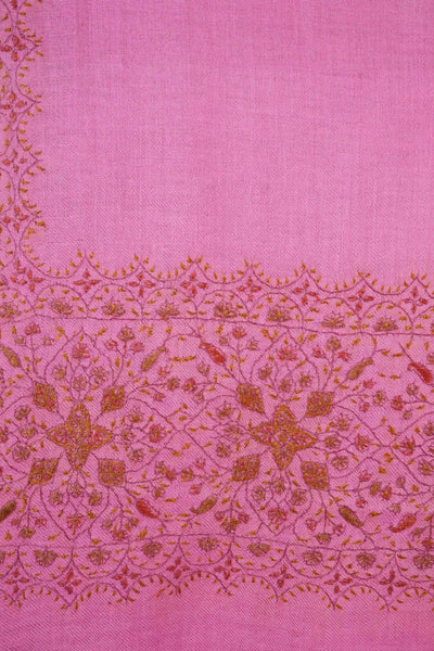Pink Base Big Border Embroidery Cashmere Pashmina Shawl