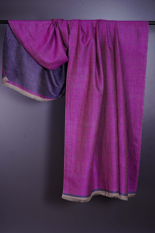 Reversible Mulberry Pink & Indigo Cashmere Pashmina Shawl