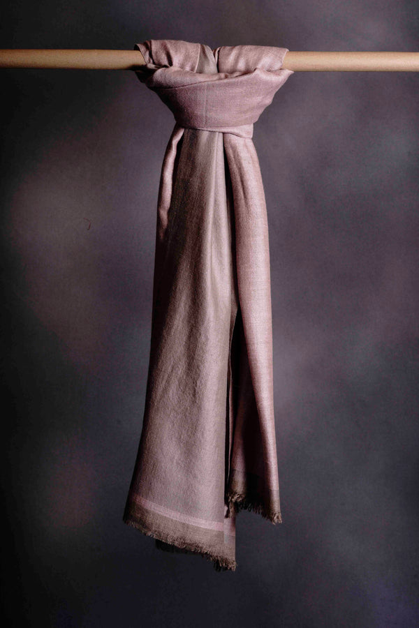 Reversible Light Pink And Grey Handwoven Cashmere Pashmina Shawl — pashmina shawl reverse side