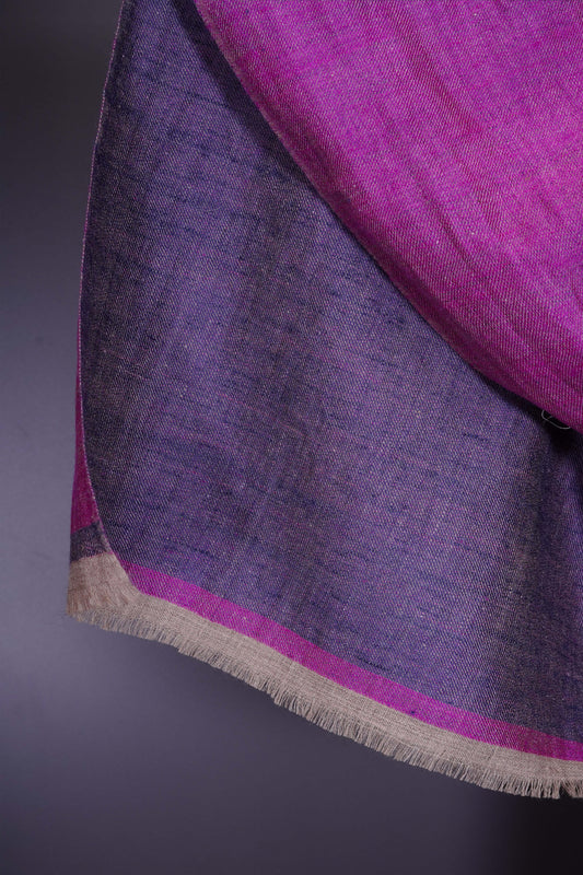 Reversible Mulberry Pink & Indigo Cashmere Pashmina Shawl