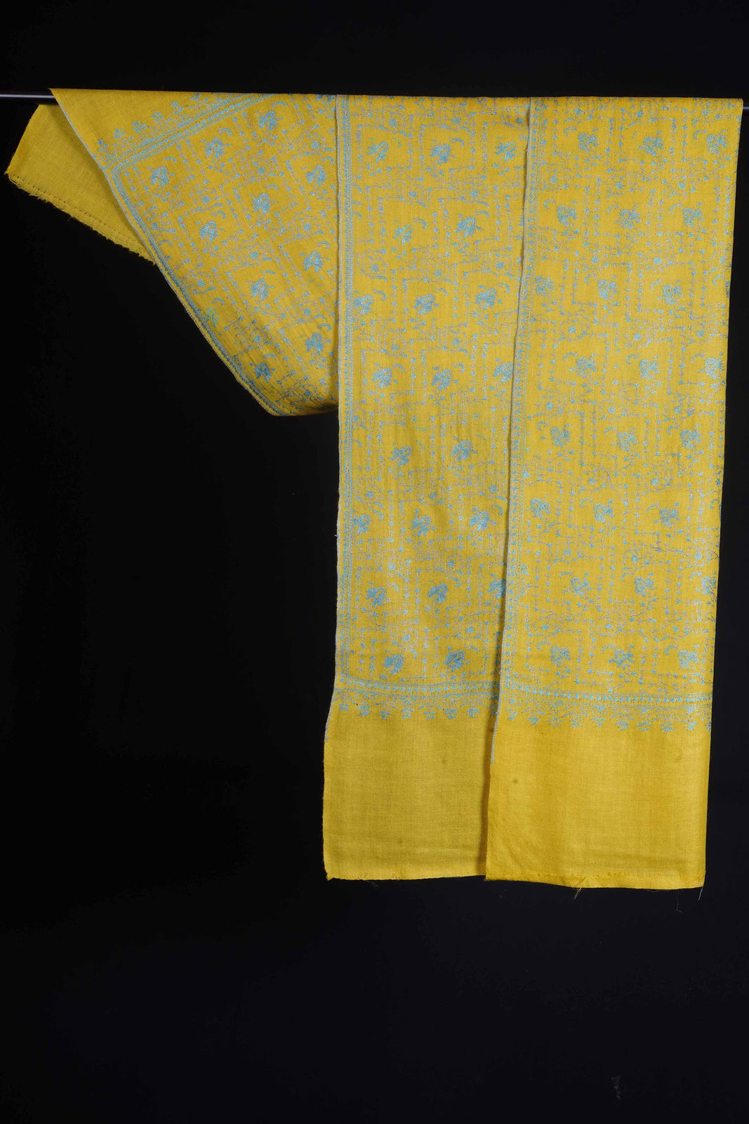 Lemon Jali Embroidery Pashmina Cashmere Scarf