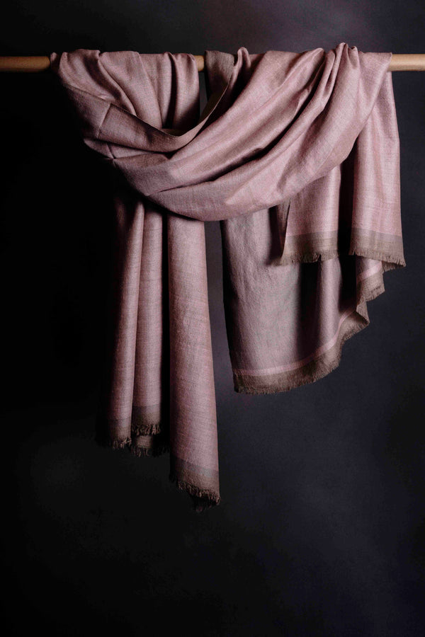 Reversible Light Pink And Grey Handwoven Cashmere Pashmina Shawl — reversible pashmina shawl handwoven in Kashmir