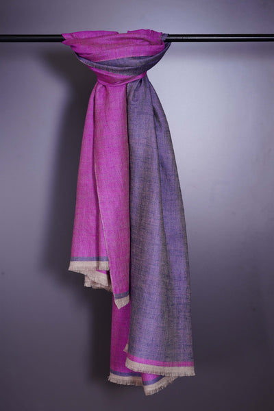 Reversible Mulberry Pink & Indigo Cashmere Pashmina Shawl