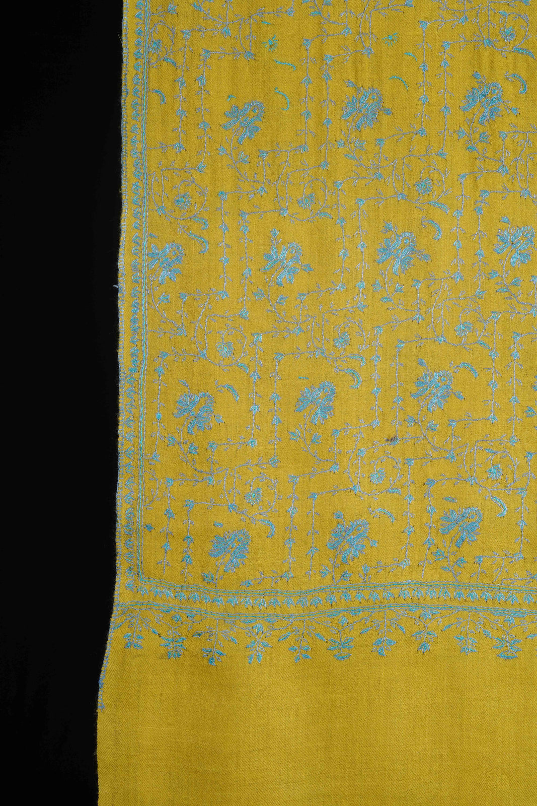 Lemon Jali Embroidery Pashmina Cashmere Scarf