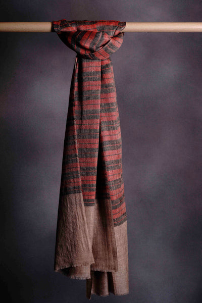 Red & Black Handwoven Cashmere Pashmina Scarf