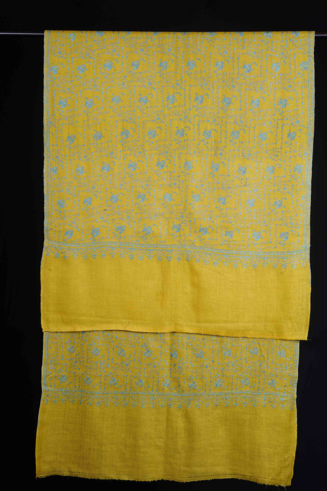 Lemon Jali Embroidery Pashmina Cashmere Scarf