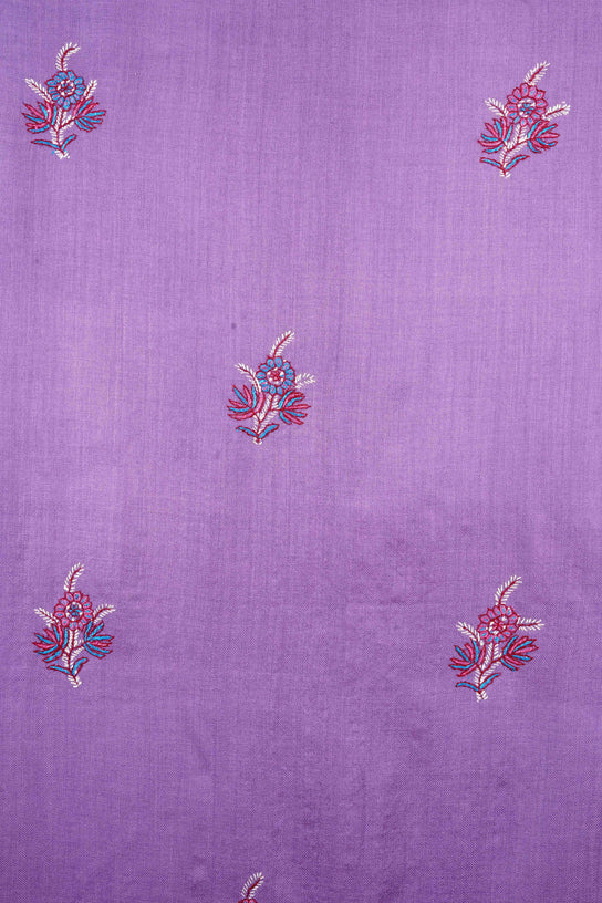 Lavender Base Buteh Merino Sozni Embroidery Scarf