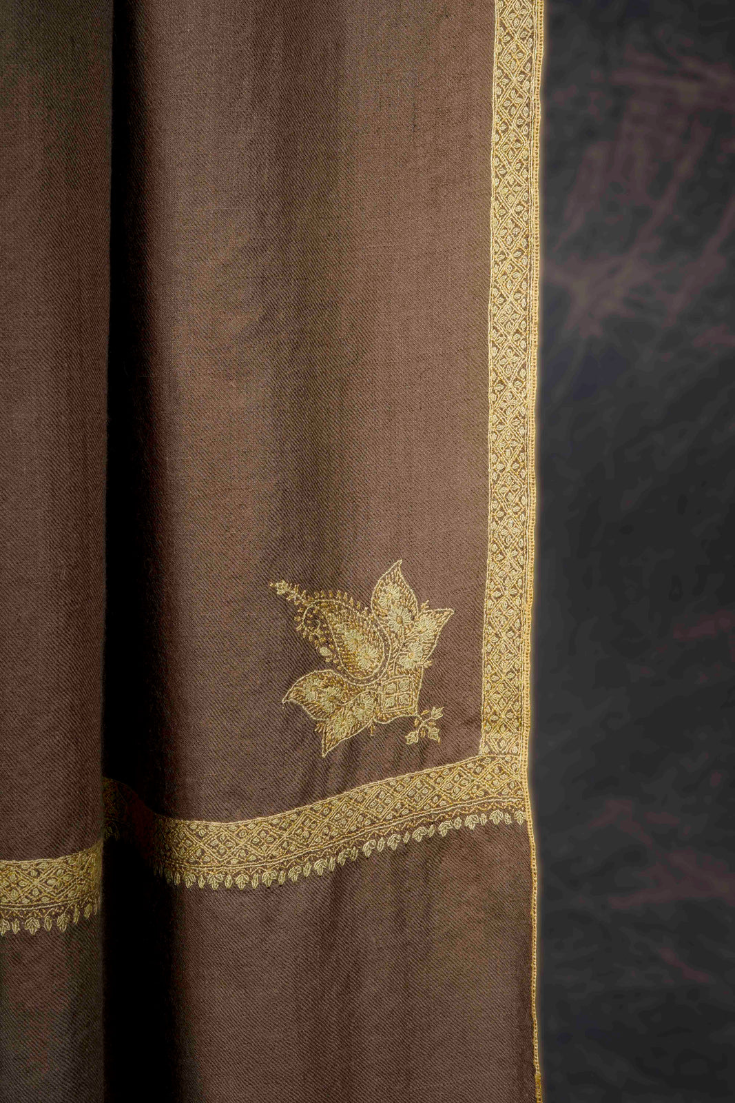 Natural Border Embroidery Cashmere Pashmina Scarf