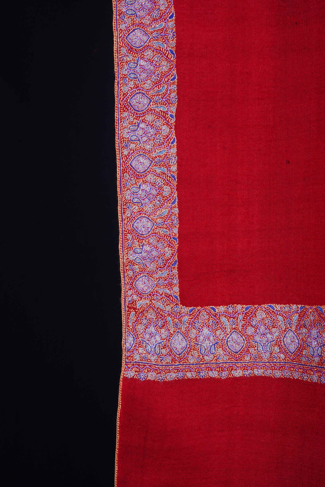 Red Base Big Border Embroidery Cashmere Pashmina Shawl