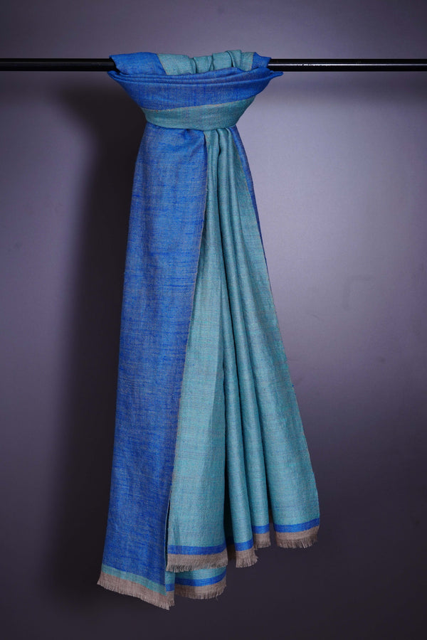 Reversible Turquoise & Blue Cashmere Pashmina Shawl — reversible pashmina shawl handwoven in Kashmir