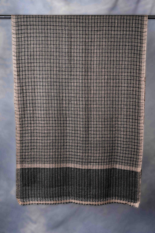 Black Handwoven Checkered Cashmere Pashmina Scarf