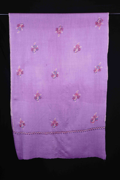 Lavender Base All-Over Buteh Merino Sozni Hand Embroidery Scarf