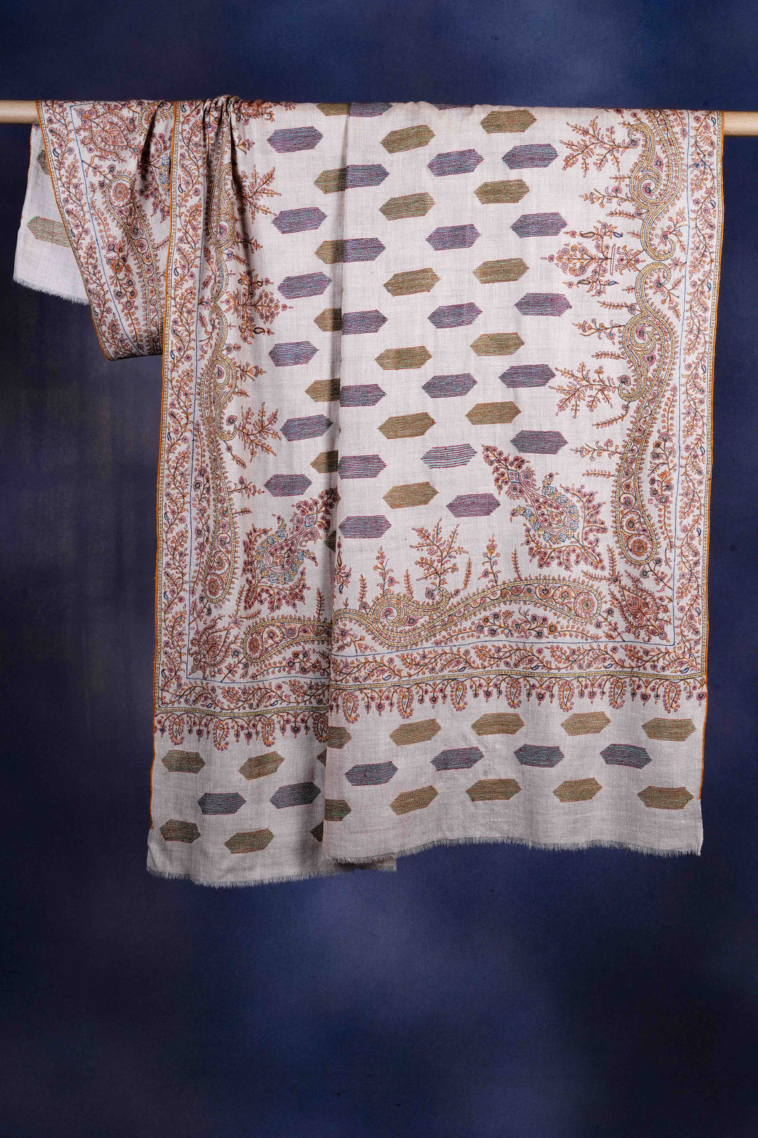 Black Boteh motif Embroidery Cashmere Pashmina Shawl