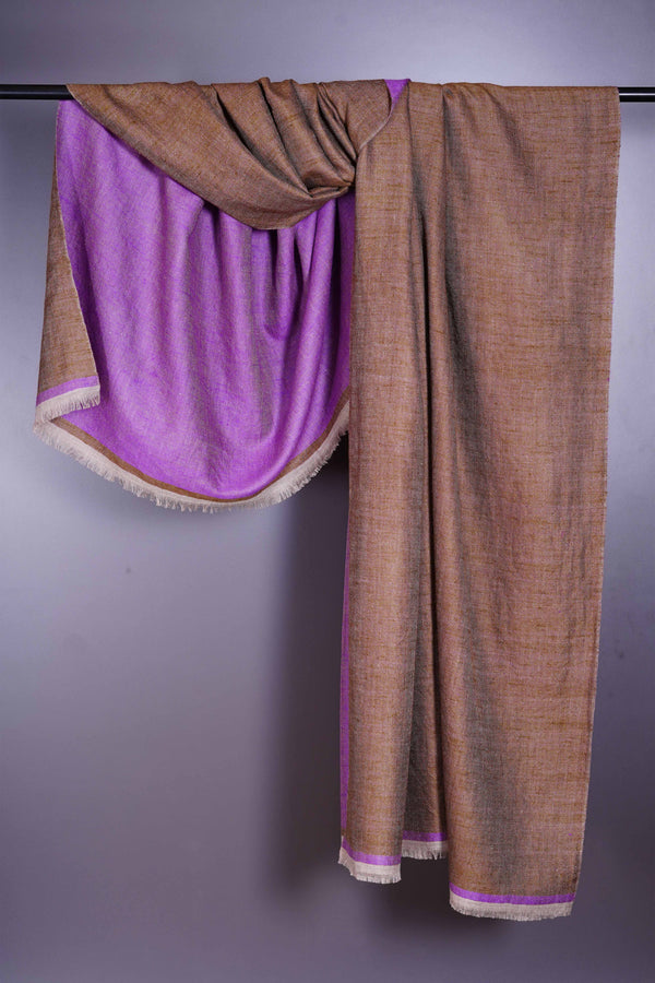 Reversible Dark Beige & Violet Cashmere Pashmina Shawl — pashmina shawl reverse side