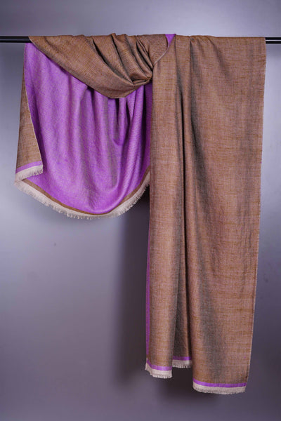 Reversible Dark Beige & Violet Cashmere Pashmina Shawl