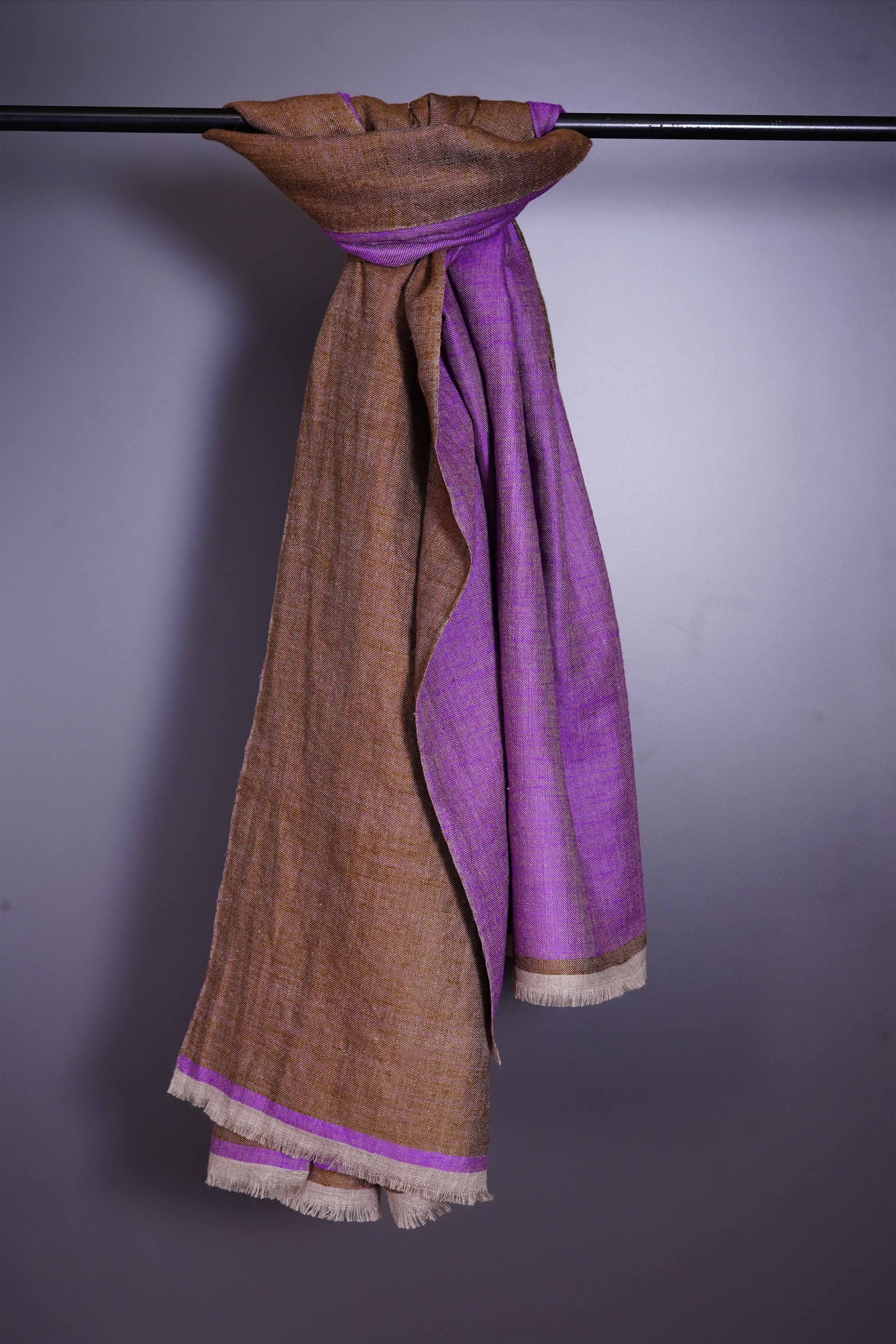 Reversible Dark Beige & Violet Cashmere Pashmina Shawl