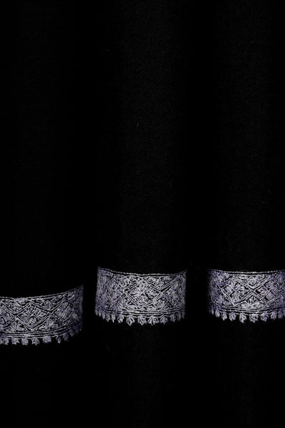 Black with Small Border Embroidery Cashmere Pashmina Shawl