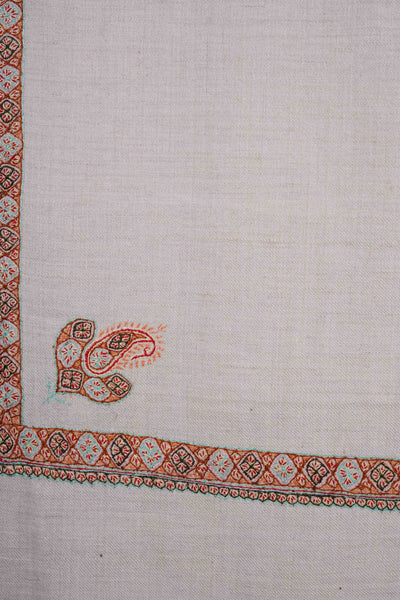 Ivory Base Small Border Embroidery Cashmere Pashmina Shawl