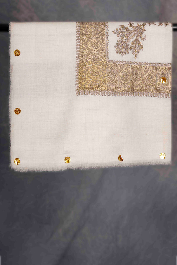 Ivory Base Mussar with Orange and Yellow Embroidery