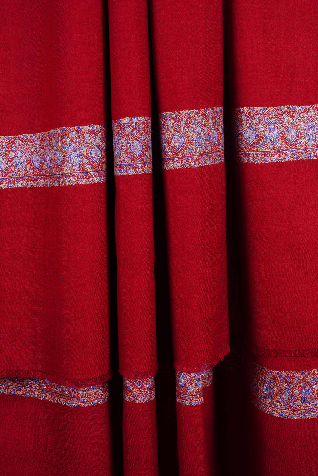 Red Base Big Border Embroidery Cashmere Pashmina Shawl