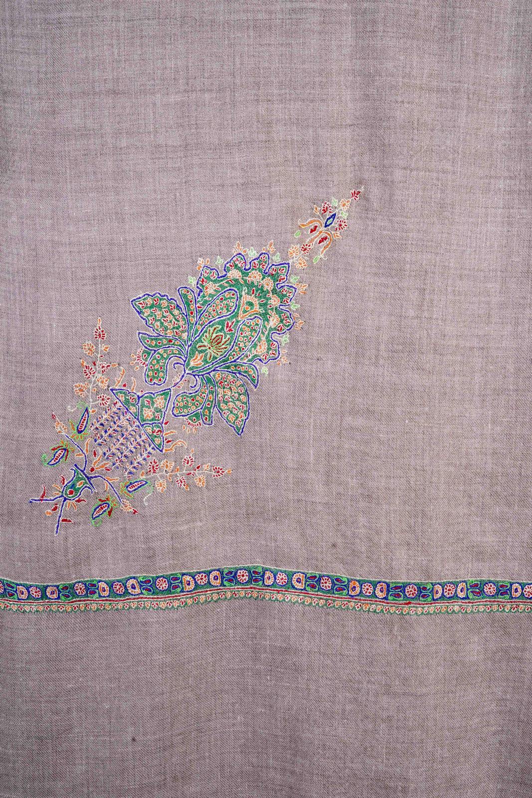 Natural base Cone Motif  Sozni Hand Embroidery Pashmina Shawl