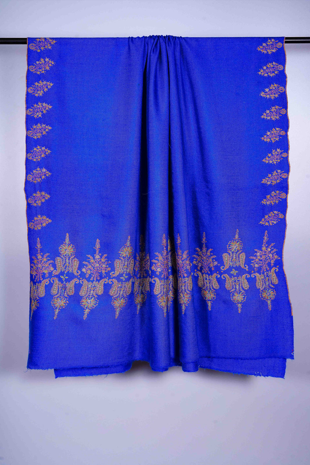 Blue Base hand embroidery Pashmina Cashmere Shawl