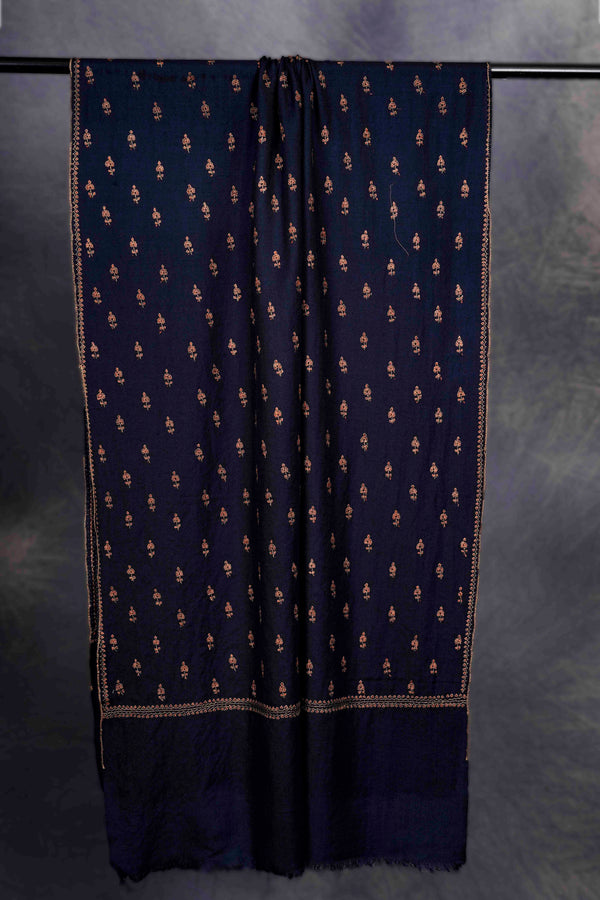 Navy Blue Butti-Dar Cashmere Pashmina Scarf