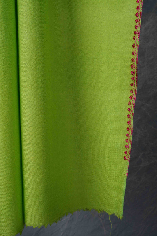 Lime Green Embroidery Merino Scarf