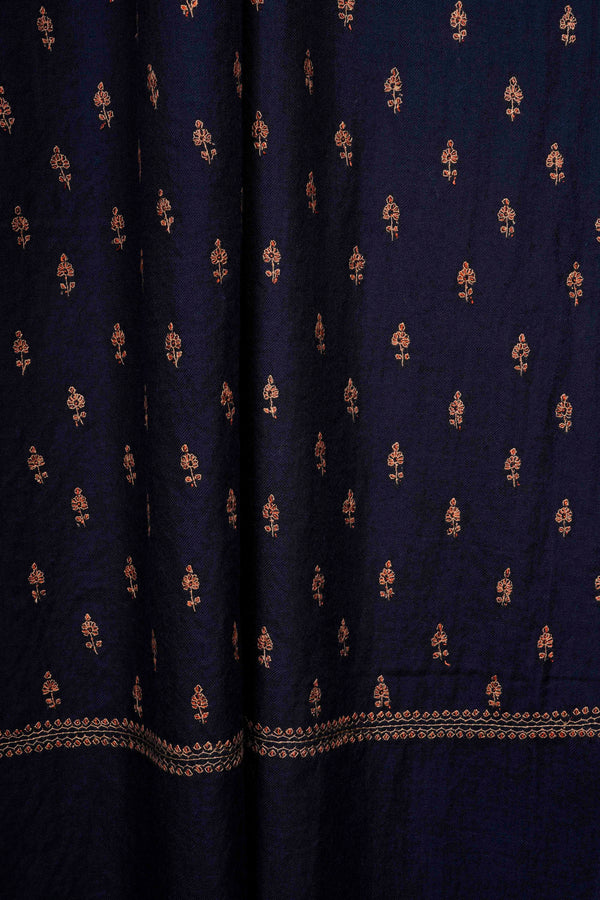 Navy Blue Butti-Dar Cashmere Pashmina Scarf