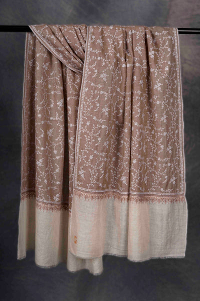 Natural And Ivory Jali Cashmere Pashmina Scarf