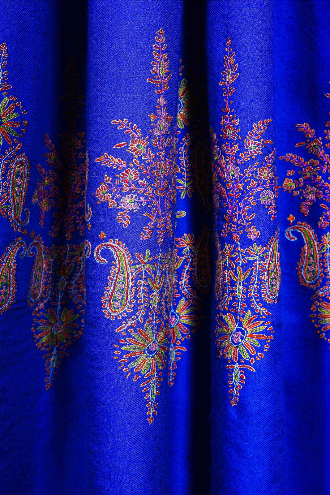 Blue Base hand embroidery Pashmina Cashmere Shawl