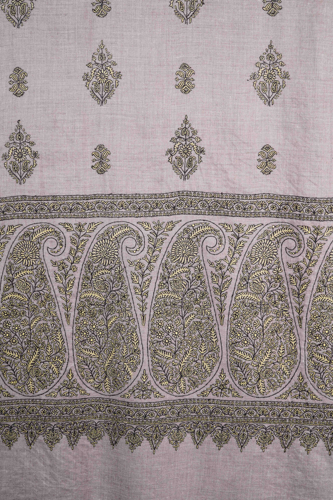 Ivory Base Buteh-dar Embroidery Pashmina Cashmere Shawl