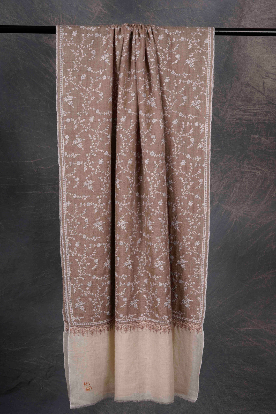 Natural And Ivory Jali Cashmere Pashmina Scarf