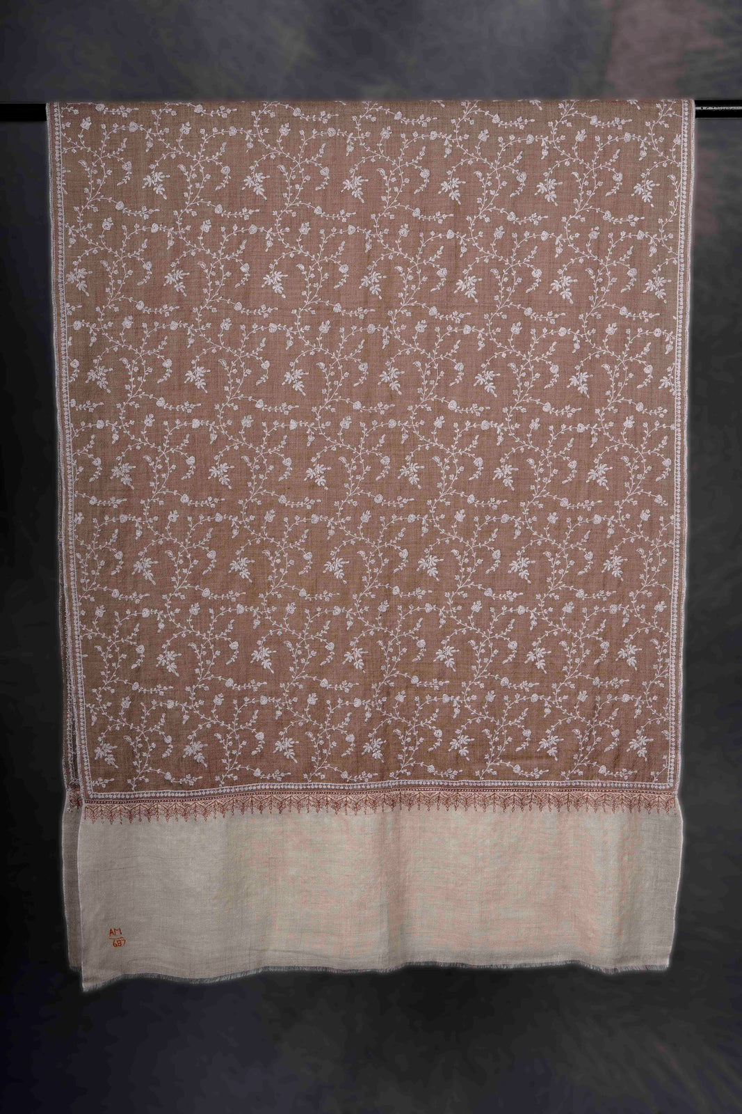 Natural And Ivory Jali Cashmere Pashmina Scarf