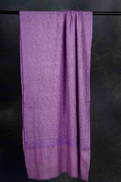 Mauve Base Jali Embroidery Pashmina Cashmere Scarf