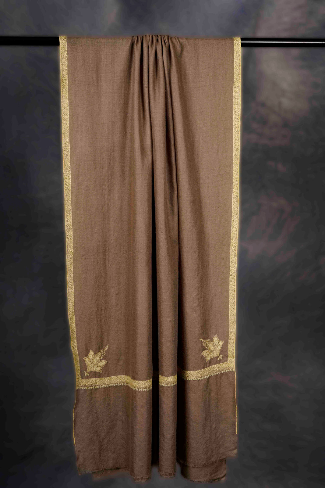 Natural Border Embroidery Cashmere Pashmina Scarf