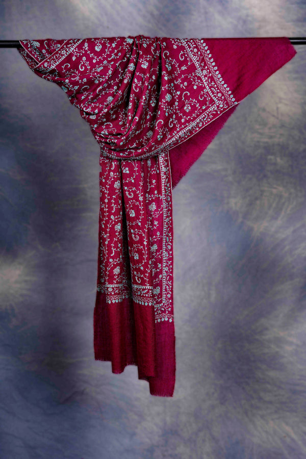 Maroon Jali Cashmere Pashmina Scarf