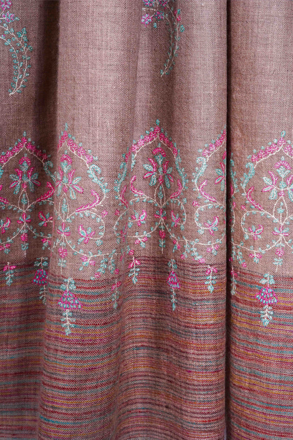 Natural Base multicolor Embroidery Cashmere Pashmina Shawl