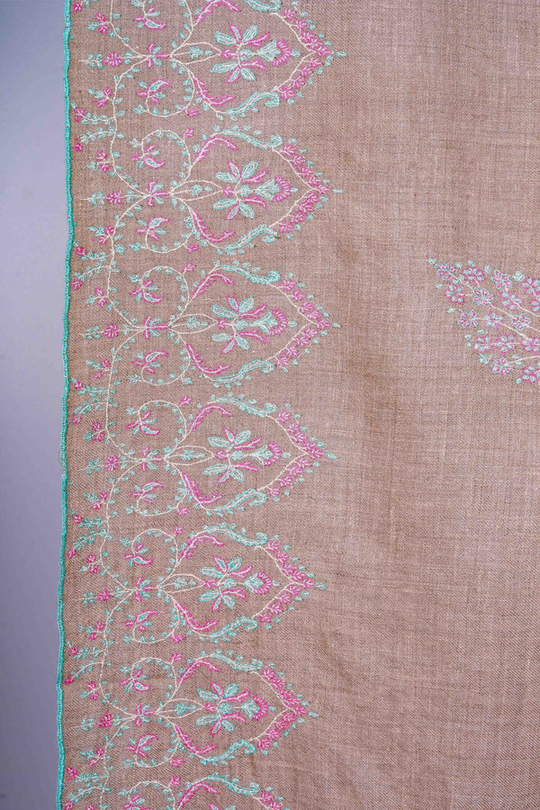 Natural Base multicolor Embroidery Cashmere Pashmina Shawl