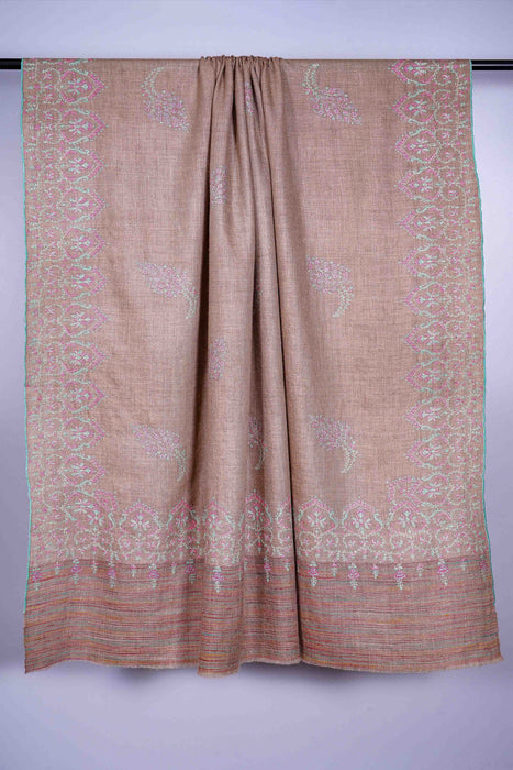 Natural Base multicolor Embroidery Cashmere Pashmina Shawl