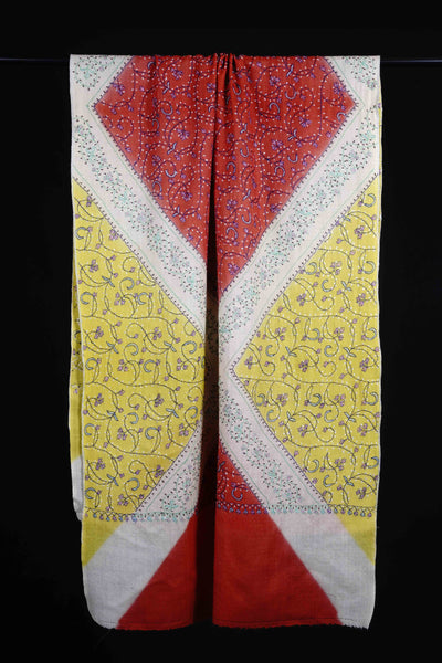 Triple Dye Jali Sozni Embroidery Stole