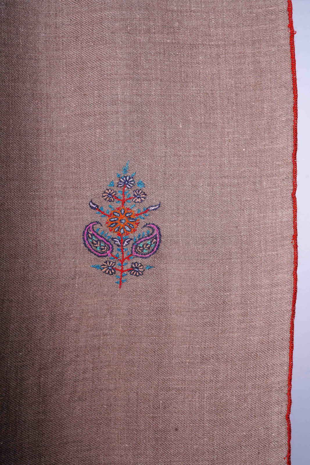 Natural Big Buteh Embroidery Cashmere Pashmina Shawl