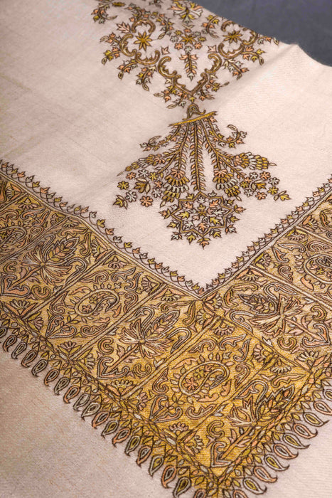 Ivory Base Mussar with Orange and Yellow Embroidery