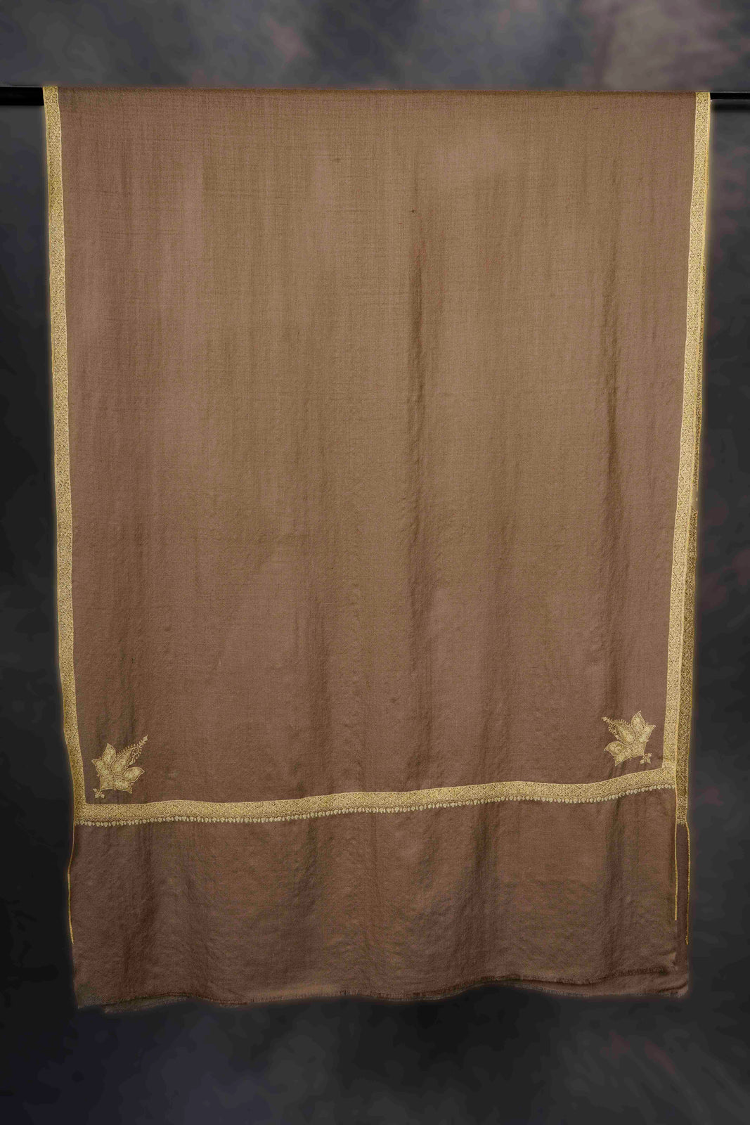 Natural Border Embroidery Cashmere Pashmina Scarf