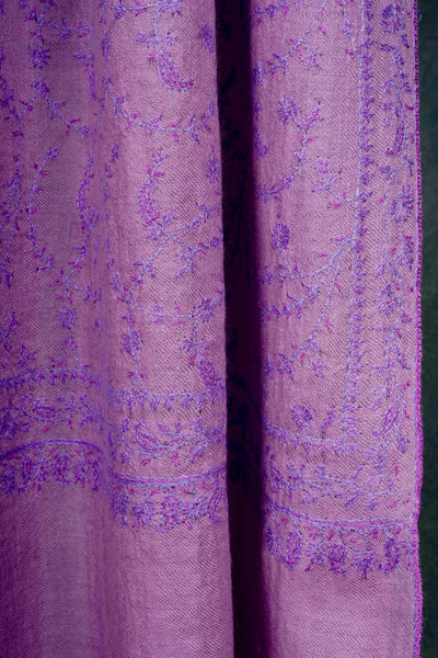 Mauve Base Jali Embroidery Pashmina Cashmere Scarf