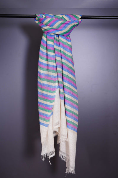 Multicolor stripe Handwoven Cashmere Pashmina Scarf