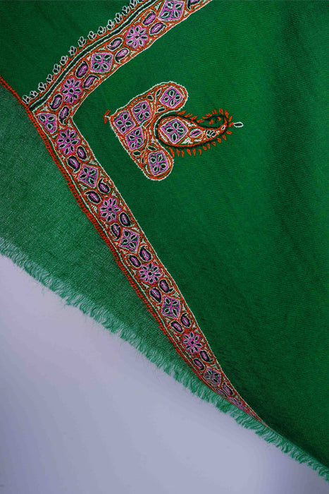 Green Border Embroidery Cashmere Pashmina Shawl