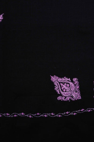 Black Base Cone Motif Needle Embroidery Wool Scarf