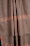 Beige Base with Mustard and Peach Border Embroidery Cashmere Pashmina Shawl